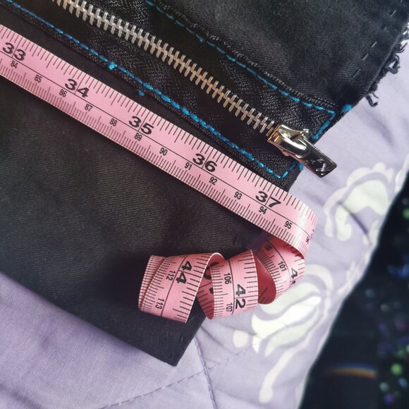 Tripp NYC black blue women's juniors bondage pants size 11 zippers suspenders - Picture 11 of 14